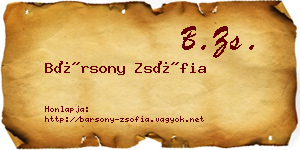 Bársony Zsófia névjegykártya